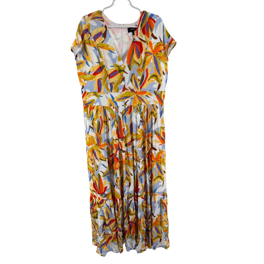 Alexia Admor Colorful Abstract Dress floral plus tiered vacation 1X beach flowy